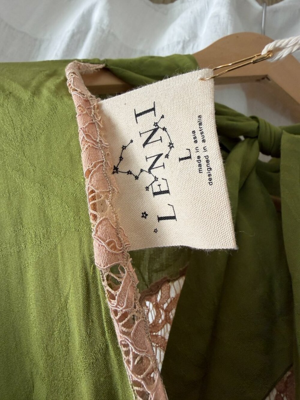 Green silk and lace dress - Lenni Aloe Maxi Dress sz L - Picture 3 of 6